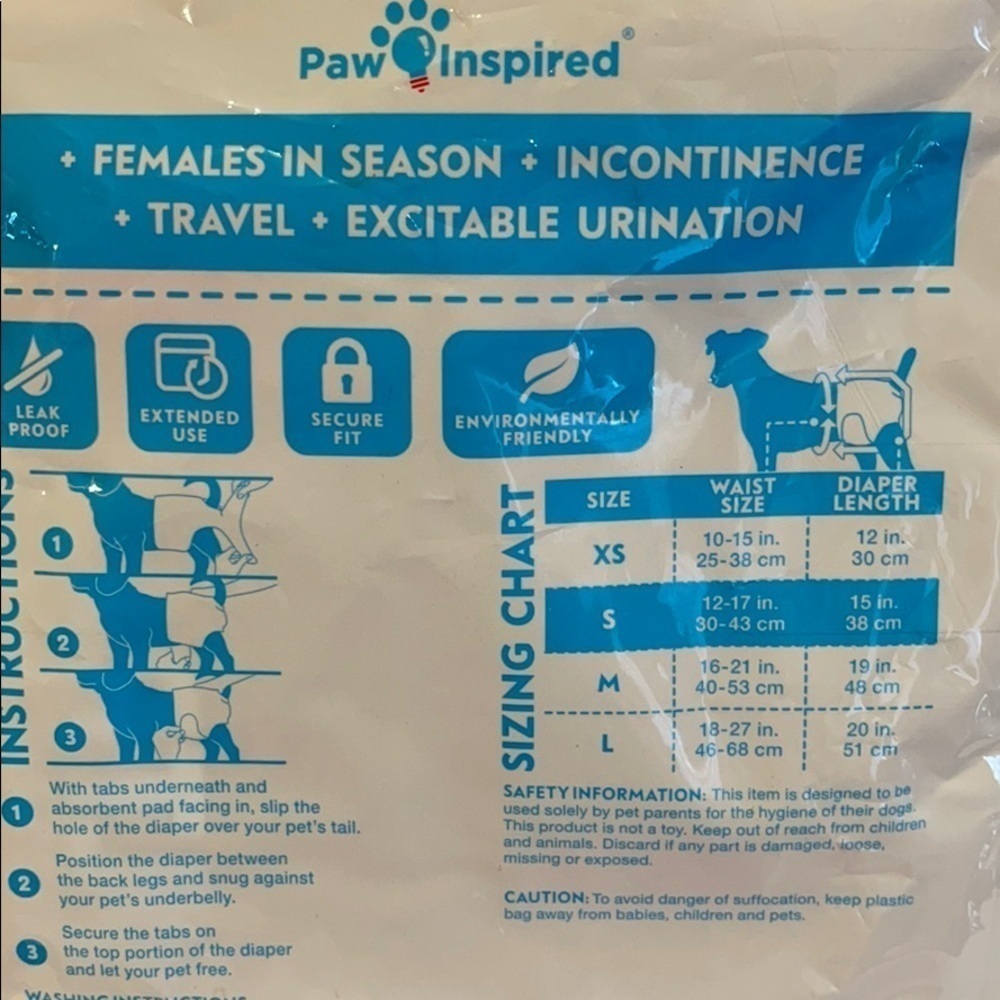𝅺paw Inspired Female Dog’s washable Diaper Sz S - Picture 4 of 4